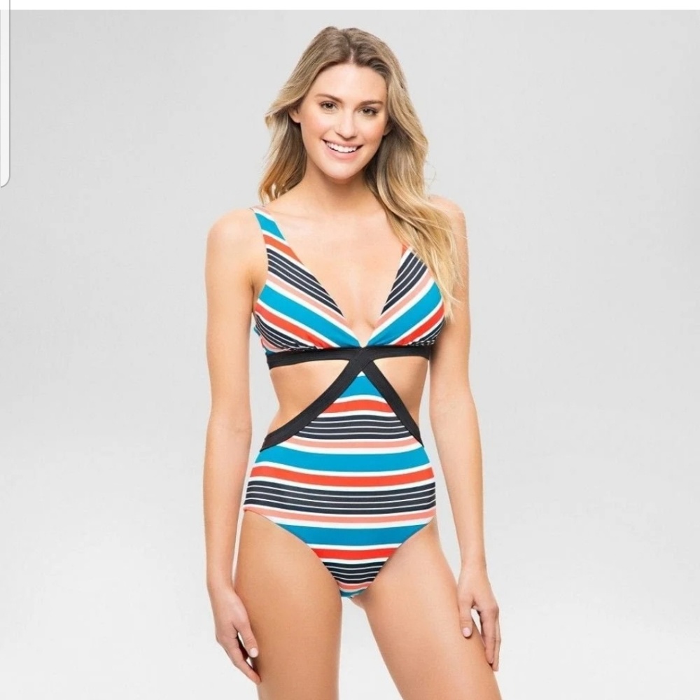 Sunnlab swim teal black and orange one piece large